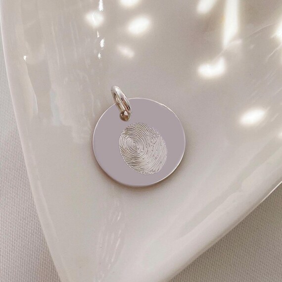 Disc Pendant with Fingerprint and Engravings Disc Pendant with Fingerprint and Engravings