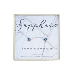 Sterling Silver - September Birthstone Earrings - Sapphire