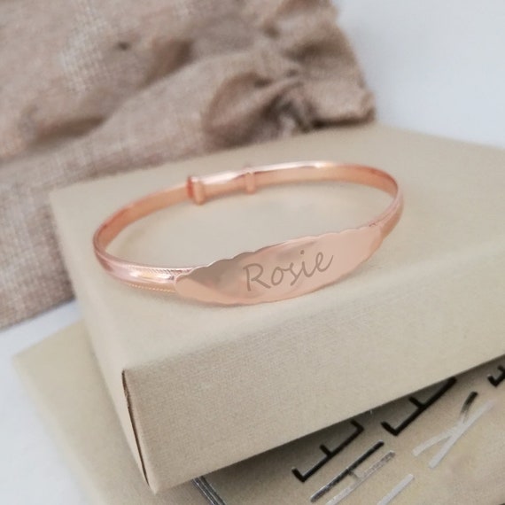 Rose Gold Vermeil Baby Bangle With Scalloped Design Etsy Australia