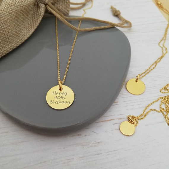 9ct, 12mm Rose Gold Engravable Disc Pendant | Stewart Dawsons