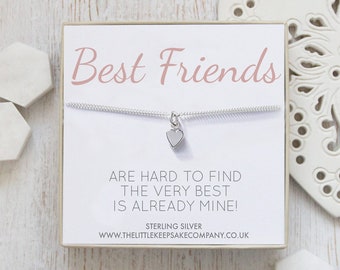 Sterling Silver Curb Chain Heart Bracelet - 'Best Friends Are Hard To Find'