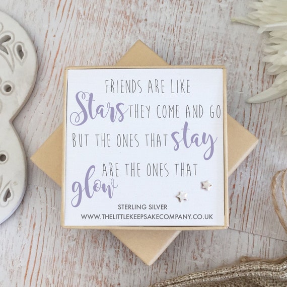 Sterling Silver Quote Earrings friends Are Like Stars They Come and Go Etsy Canada
