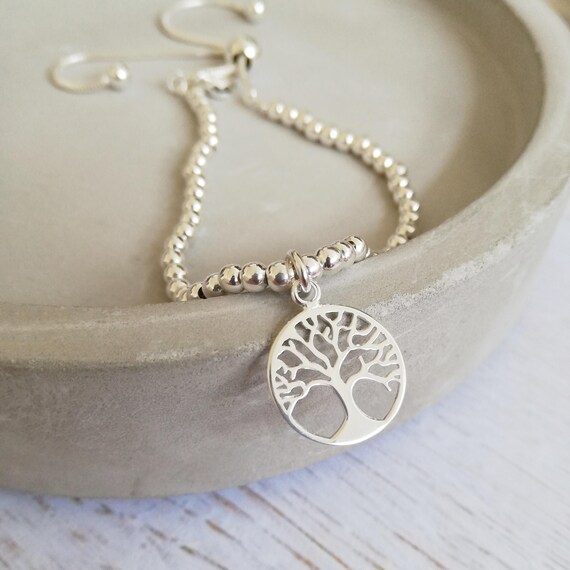 thumbnail image 2 of Old English Jewellers 925 Sterling Silver Tree Of Life Adjustable Drawstring Slider Bracelet – Silver, Nickel-Free 2 of 6