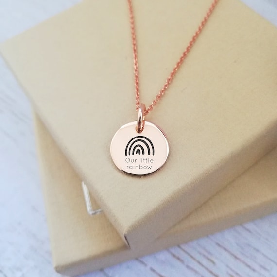 Rose Gold Vermeil Engraved Rainbow Necklace Etsy