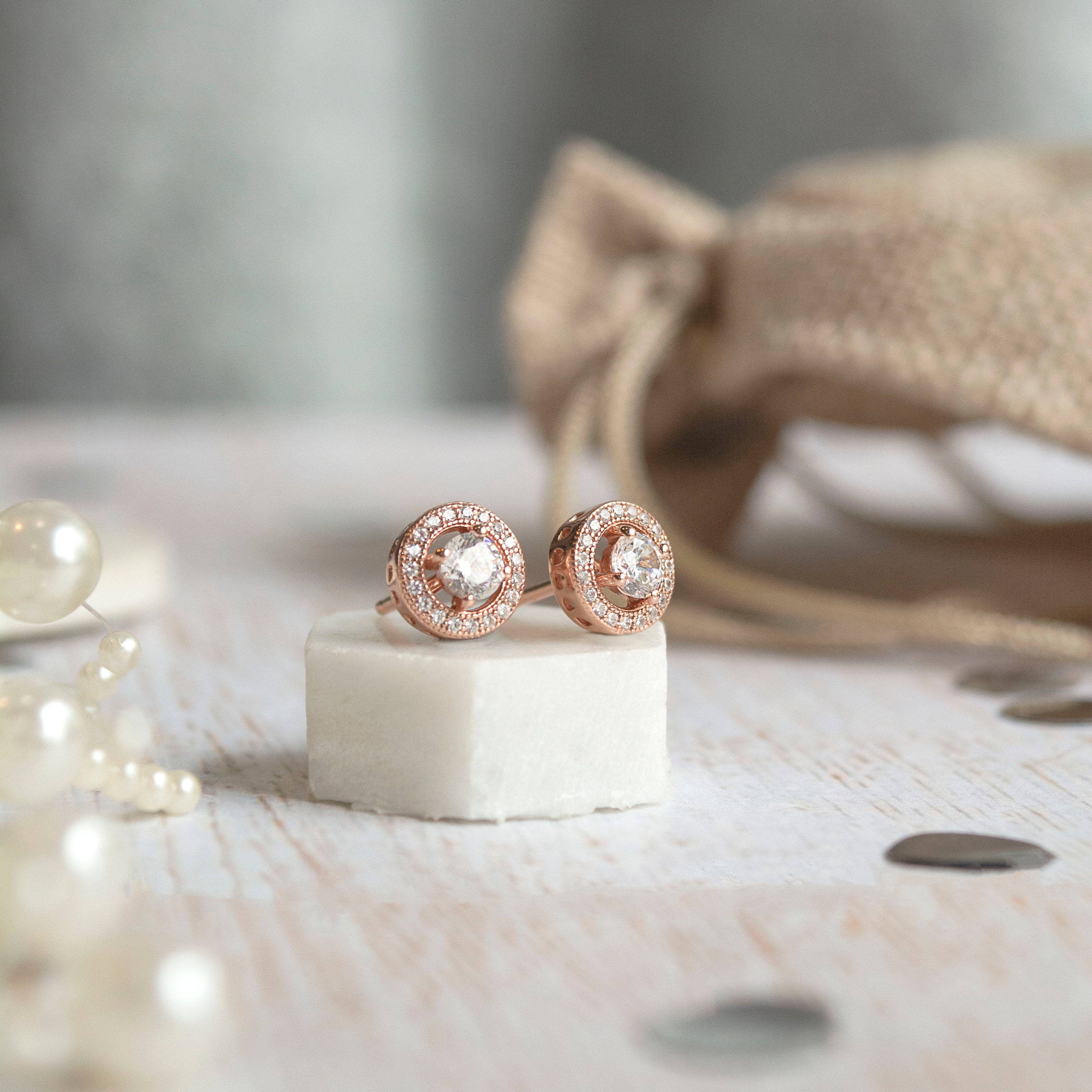 Tailored Earrings in Rose Gold