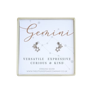 Sterling Silver & Cz Zodiac Earrings - Gemini