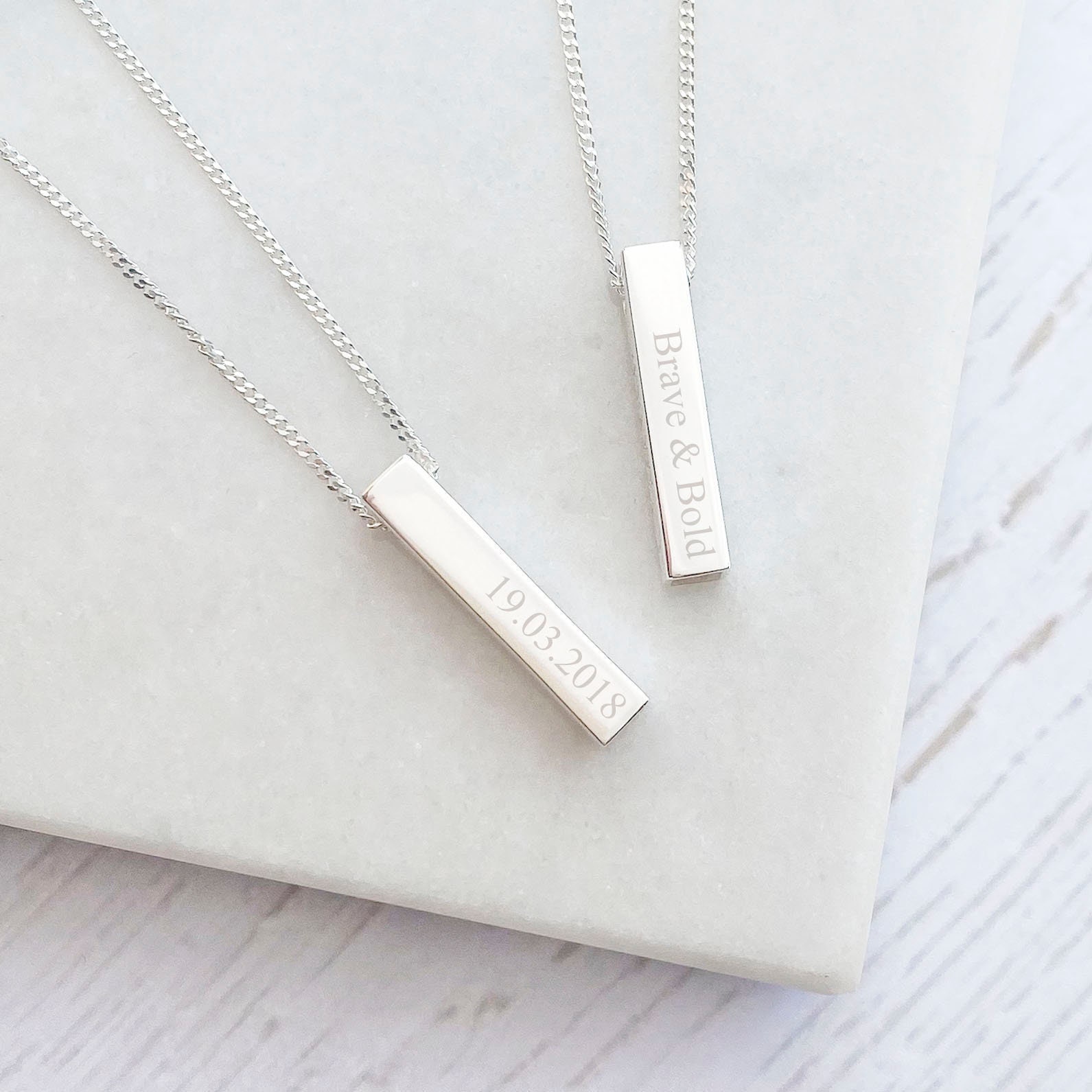 Engraved Silver Bar Chain Necklace — Artists for Joy