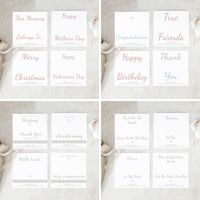 May include: A set of 16 white cards with pink and blue text. The cards feature various messages, including "Happy Birthday", "Thank You", "True Friends", and "This Mummy Belongs To..." The cards are perfect for adding a personal touch to gifts or for sending a special message.
