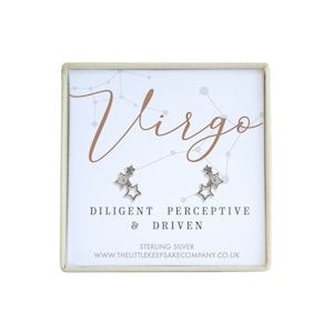 Sterling Silver & Cz Zodiac Earrings - Virgo