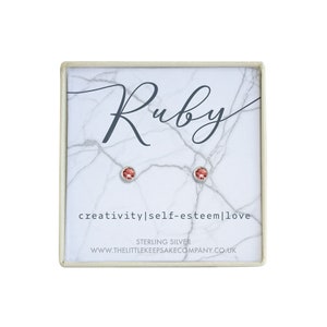 Sterling Silver - July Birthstone Earrings - Ruby