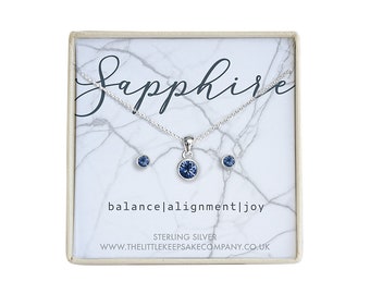 Sterling Silver Birthstone Gift Set - Sapphire