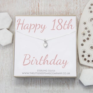 Sterling Silver Quote Necklace - 'Happy 18th Birthday'