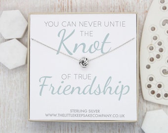 Sterling Silver Quote Necklace - 'You Can Never Untie The Knot Of True Friendship'