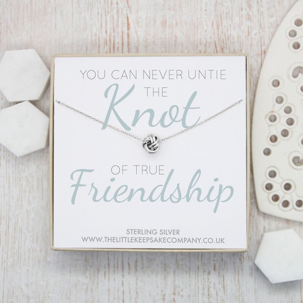 Sterling Silber Zitat Halskette - 'You Can Never Untie The Knot Of True Friendship'