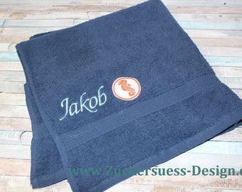 Bath towel with name and swimming badge