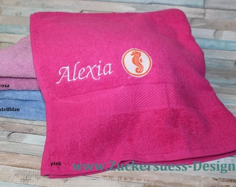 Bath towel with name and swimming badge