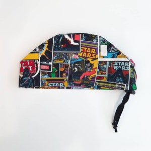 Schrobmuts Star wars chirurgische pet Schrobmuts met spanbanden, katoen, dierenartsen, theater, dokter, verpleegster - Stripboekomslag met elastiek aan de achterkant