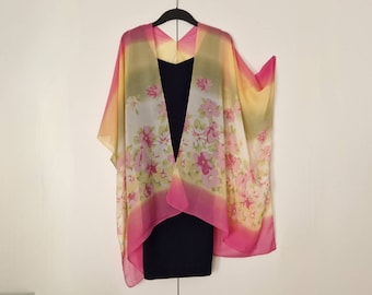 Pink Floral Kimono Cardigan, Jacket Kaftan, Caftan, Duster Jacket Overdress, Free size, Cardigan -LIMITED EDITION-