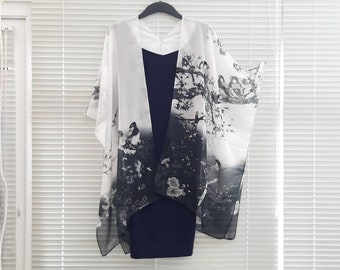 black and white kimono cardigan