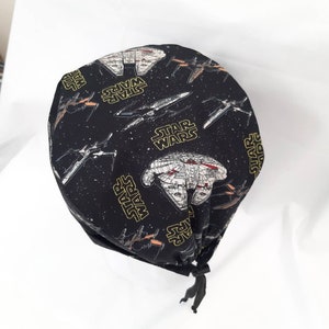 Scrub Cap Star wars black Galaxy, Millennium Falcon, Surgical Cap with toggle, Cotton, Vets, Theatre, Doctor, Nurse, Chef, Chemo cap image 7