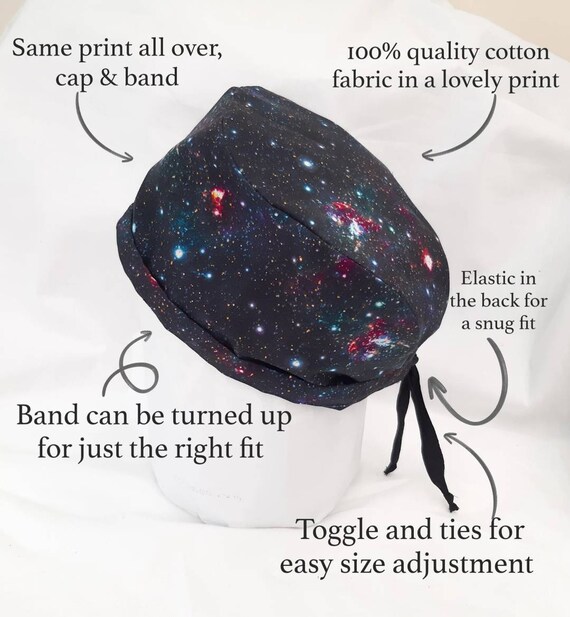 Outer Space Galaxy Stars Scrub Cap 