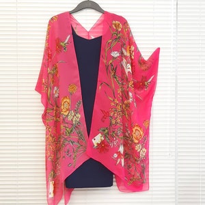 Fuchsia Pink Floral Kimono Cardigan Kaftan Caftan Overdress - Etsy