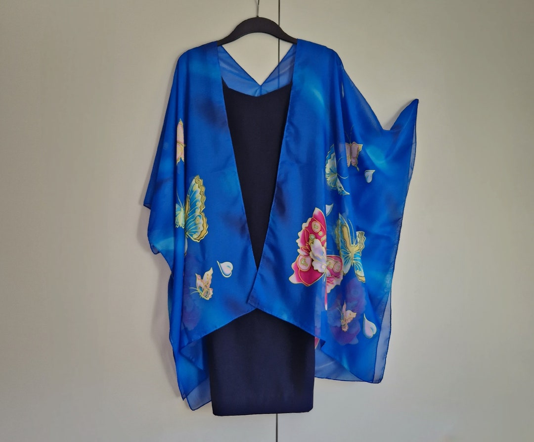 Blue Butterfly Kimono Cardigan Kaftan Caftan Overdress Free Etsy