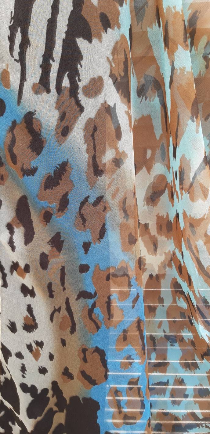 Cardigan Kimono UMGEE Taglie Forti 1XL/2XL, Stampa Animalier Beige, Con Volant, Leggero