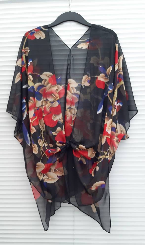 Black Bird Kimono Cardigan Kaftan Caftan Overdress Free | Etsy