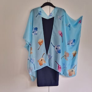 Blue Flowers Kimono Cardigan, Kaftan Caftan, Overdress, Free size, Kimono Jacket - LIMITED EDITION- only one made