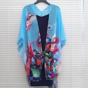 Blue Flowers Kimono Cardigan, Kaftan Caftan, Overdress, Free size, Kimono Jacket - LIMITED EDITION- only one made