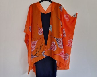 Orange leaves Kimono Cardigan, Kaftan Caftan, Overdress, Free size, Kimono Jacket, Duster -LIMITED EDITION-