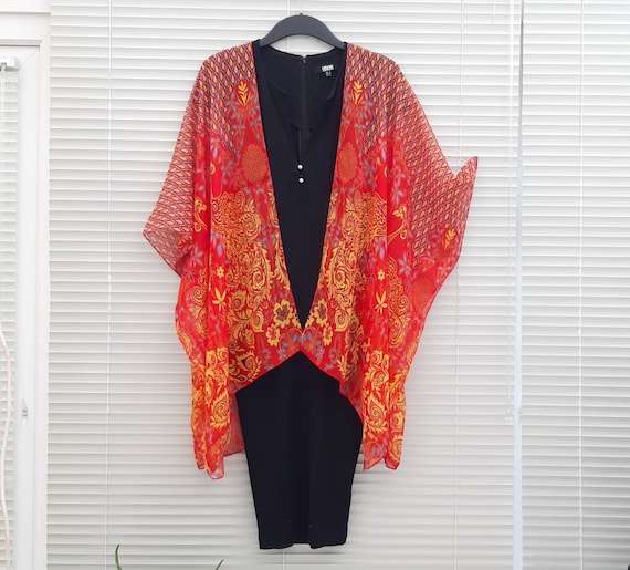 Red kimono cardigan sale