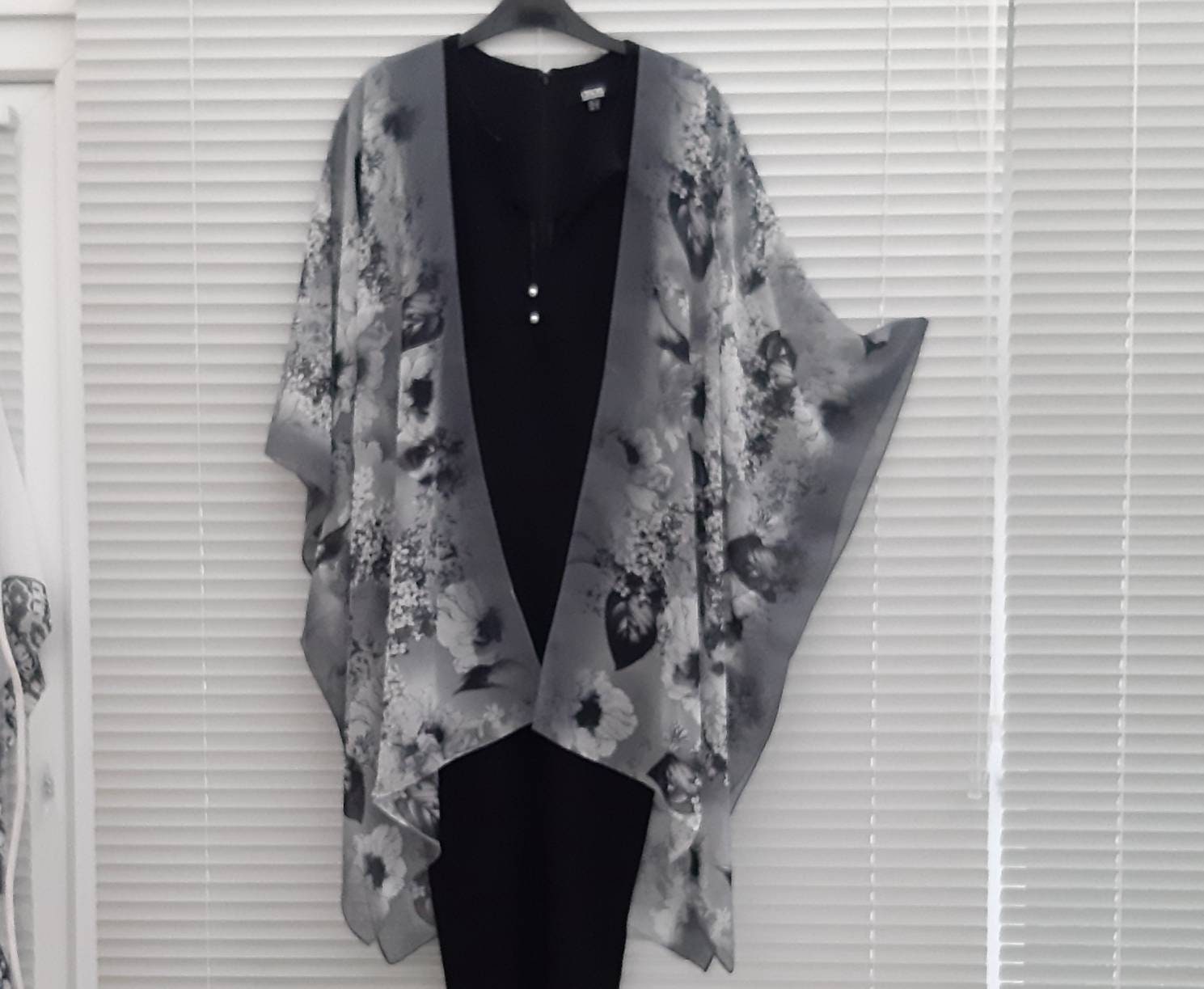Grey Floral Kimono Jacket Kaftan Caftan Duster Jacket | Etsy