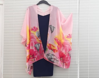 Pink Summer Tulips Kimono Cardigan 