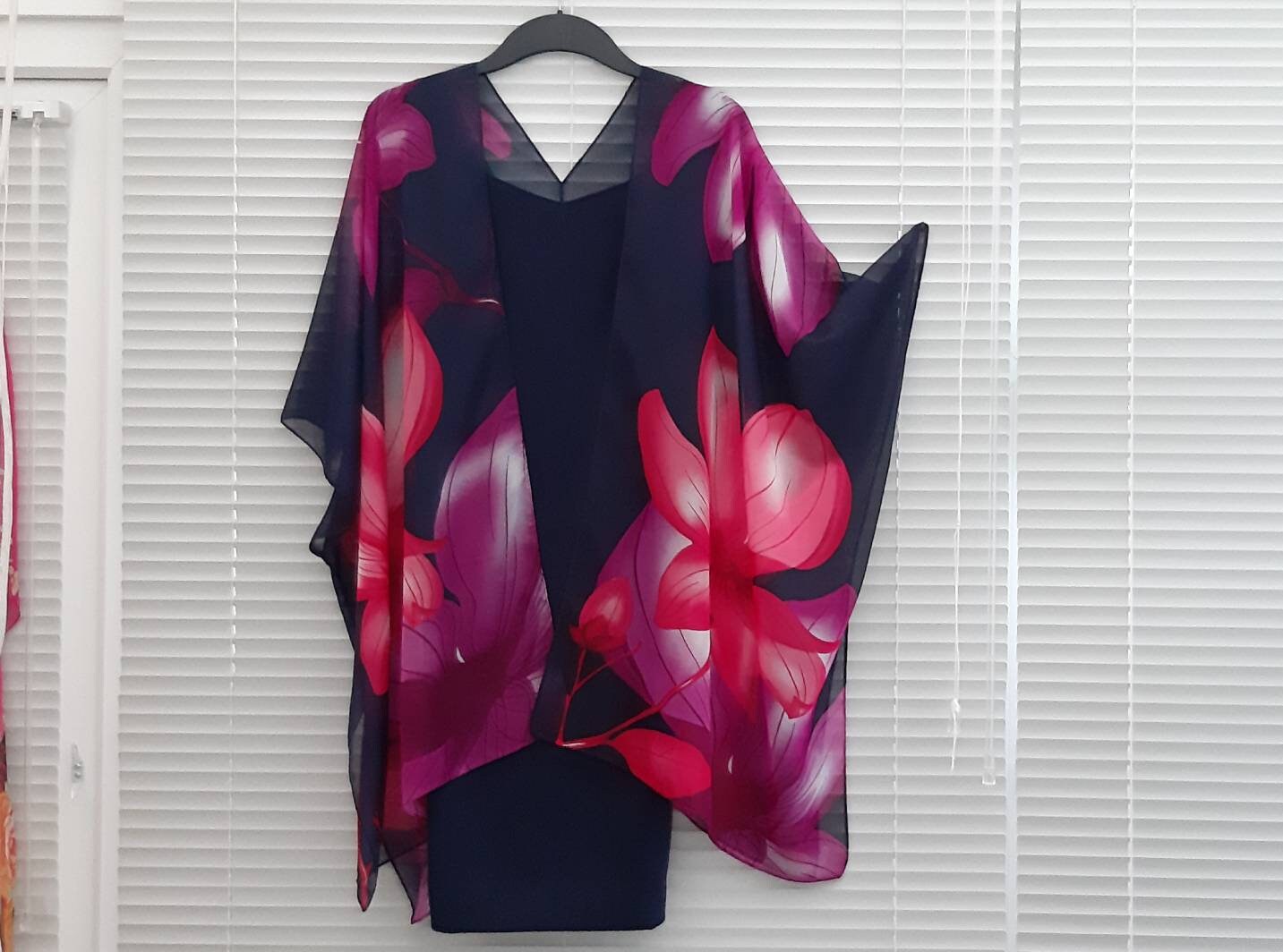 navy floral kimono cardigan