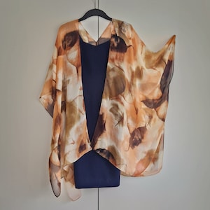 Brown Leaves Leaf Kimono Cardigan, Bohemian, Festival, Kaftan Caftan, Overdress, Free size, Kimono Jacket silky -LIMITED EDITION-