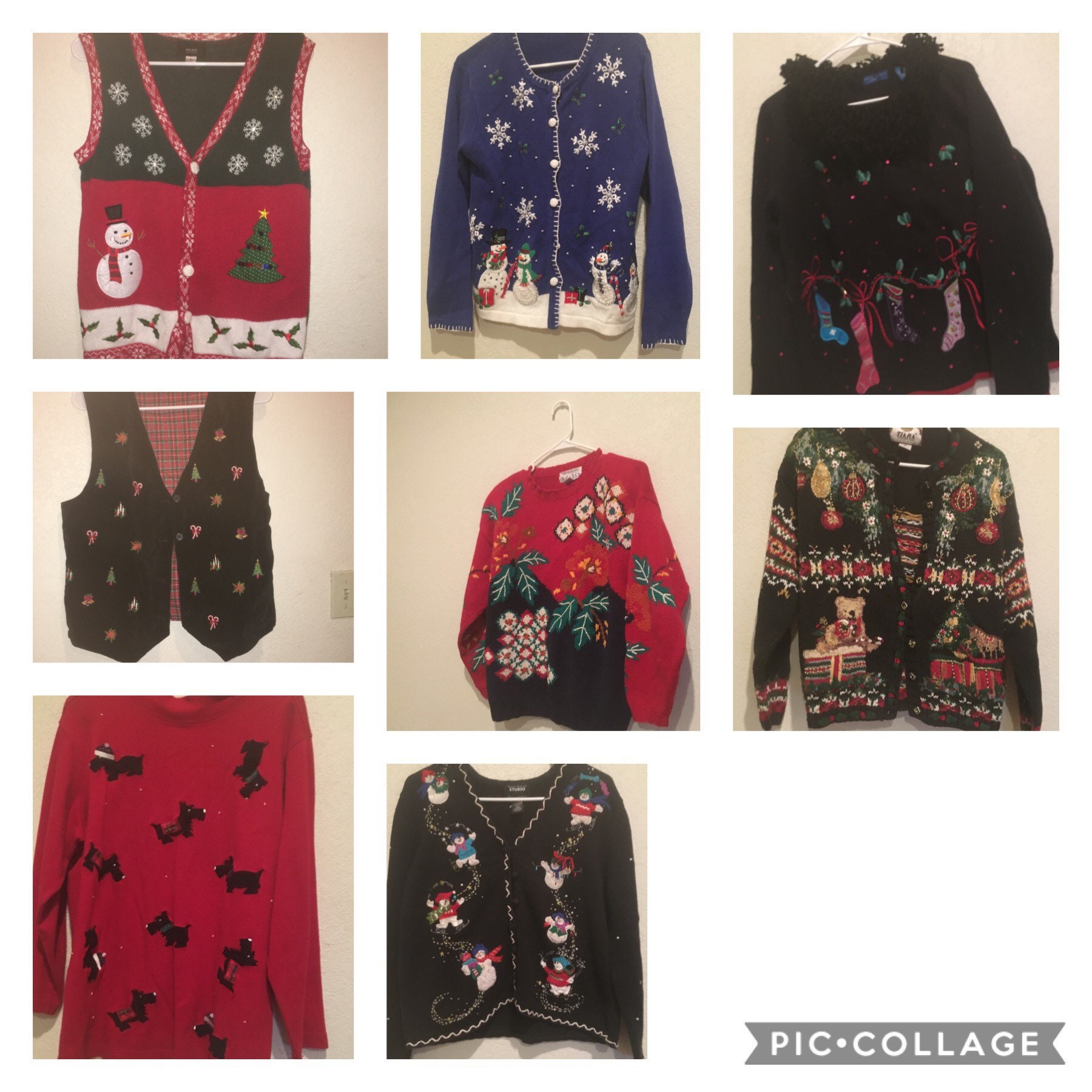 Vintage 80s Candy Canes and Bells Tacky Ugly Christmas Sweater Vest - The Ugly Sweater Shop