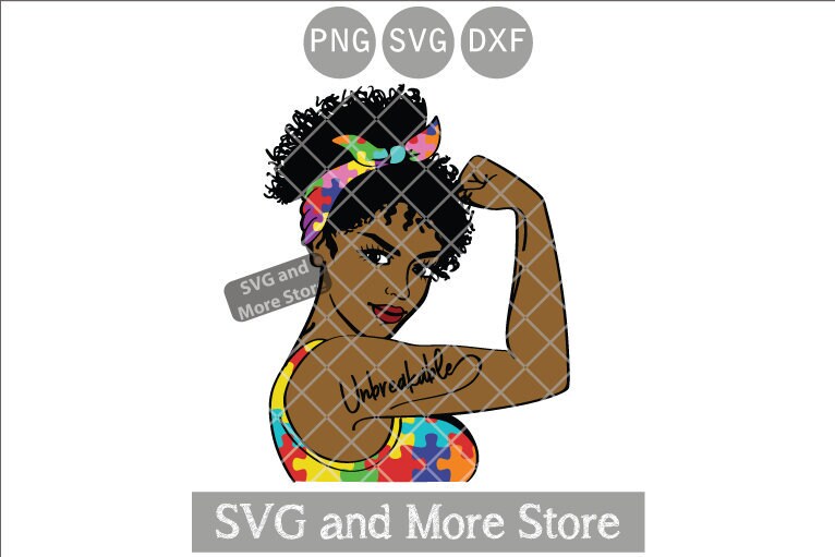 Afro mom SVG Autism Mom Unbreakable Rosie the Riveter | Etsy