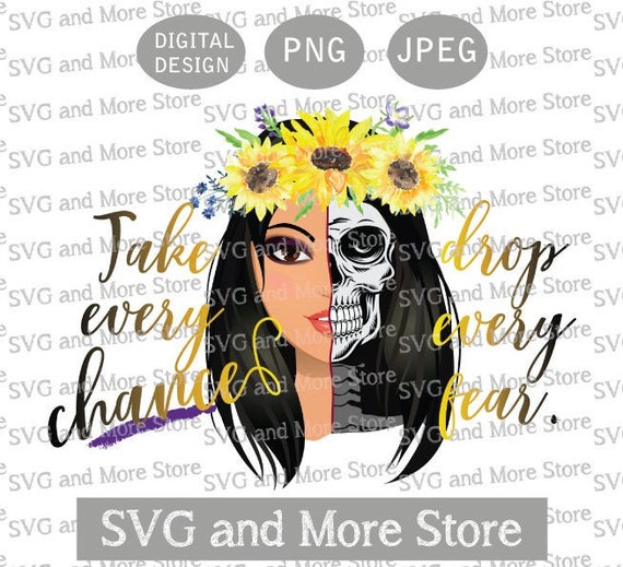 Download Skull Half Woman Png Half Skull Half Face Sunflower Head Etsy