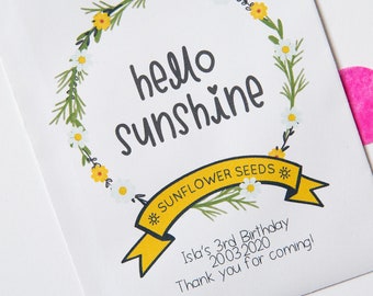 10 favores de la fiesta del paquete de semillas de girasol 'Hello Sunshine'