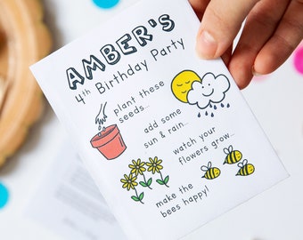 10 Happy Bee Wildflower Seed Birthday Party Favours