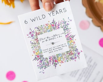 10 'Wild Years' Wildflower Seed Packet Party Favours