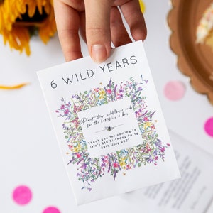 10 'Wild Years' Wildflower Seed Packet Party Favours