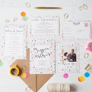 Impression confettis coloré papeterie de mariage - commande Minimum de 25