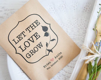 10 Let The Love Grow Personalised Seed Packet Favours