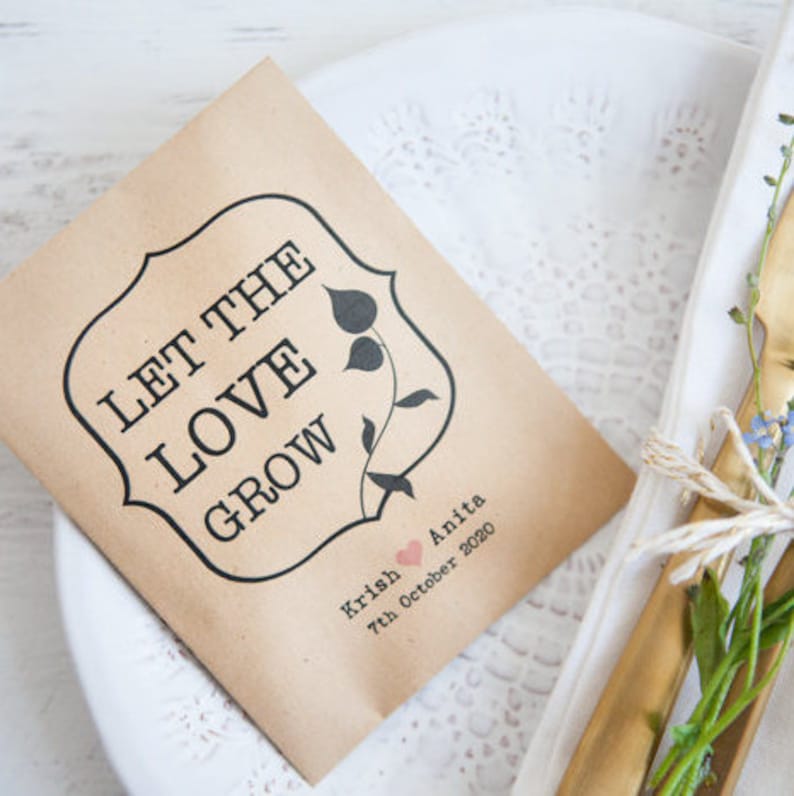 10 Let the Love Grow Personalised Seed Packet Favours | Etsy