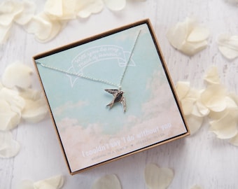 Swallow Necklace on Personalised Gift Card