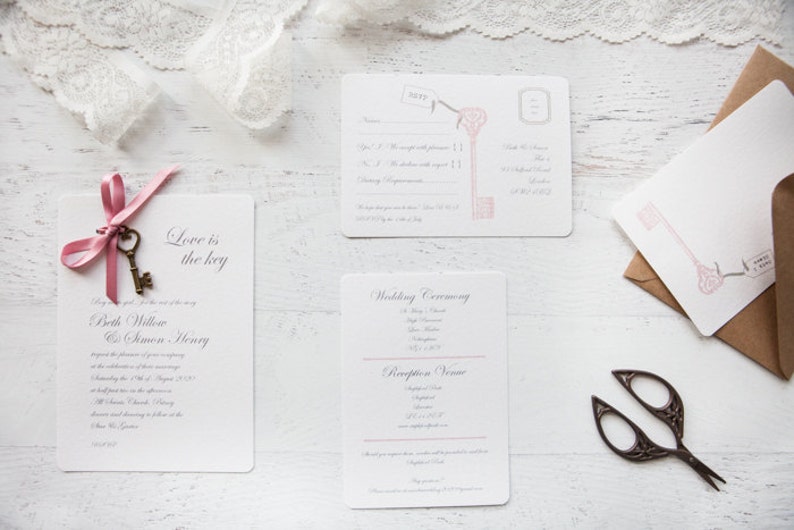 Love is the Key DIY Invitation Pack Minimum Order of 25 Etsy