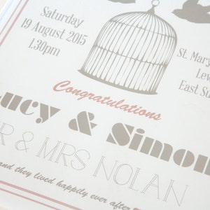 Lovebirds Personalised Wedding Day Print image 3